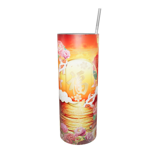 Gobelet en Acier Inoxydable : Une Pivoine d’Acier, Une Danse Poétique de Force et de Grâce