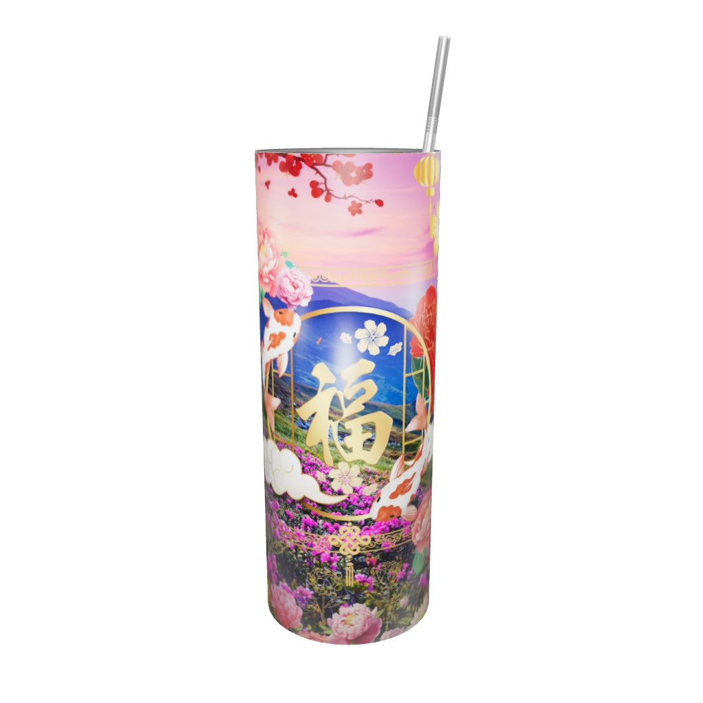 Gobelet en acier inoxydable : "Pivoine Épanouie,La Beauté Éternelle Capturée "