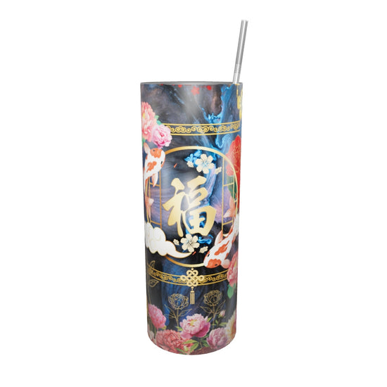 gobelet en acier inoxydable : "Pivoine posée, esprit apaisé" – Un objet, une intention, un moment sacré